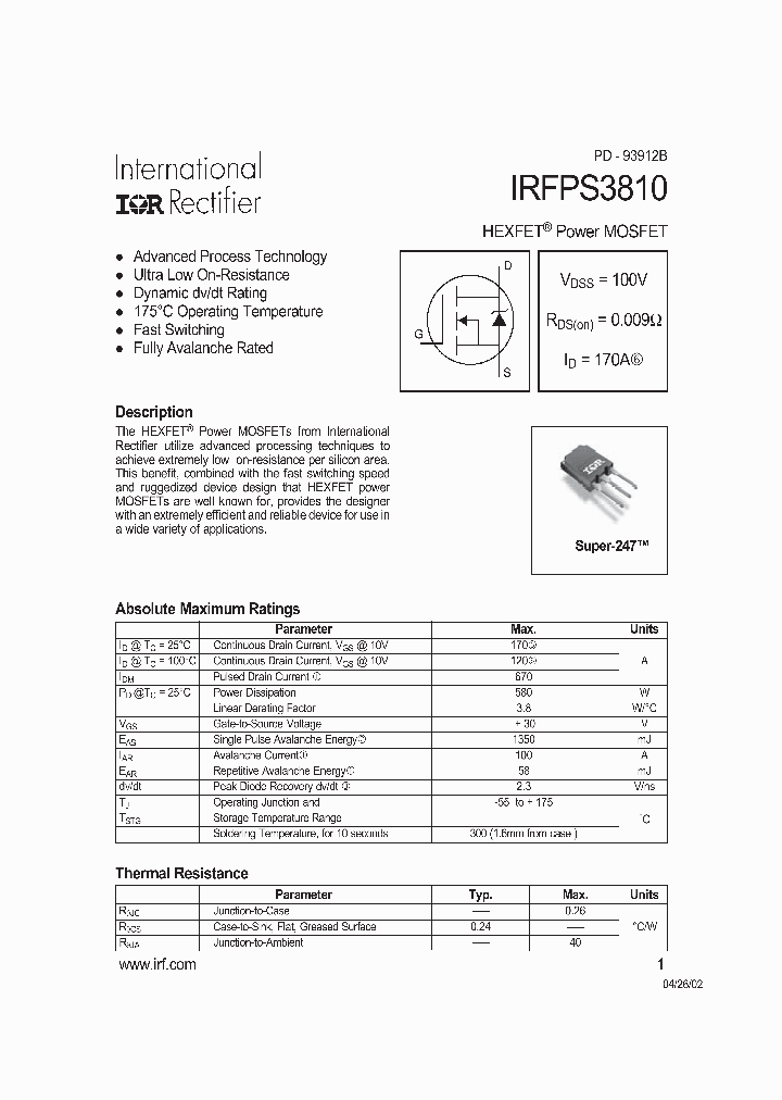 IRFPS3810_3668221.PDF Datasheet