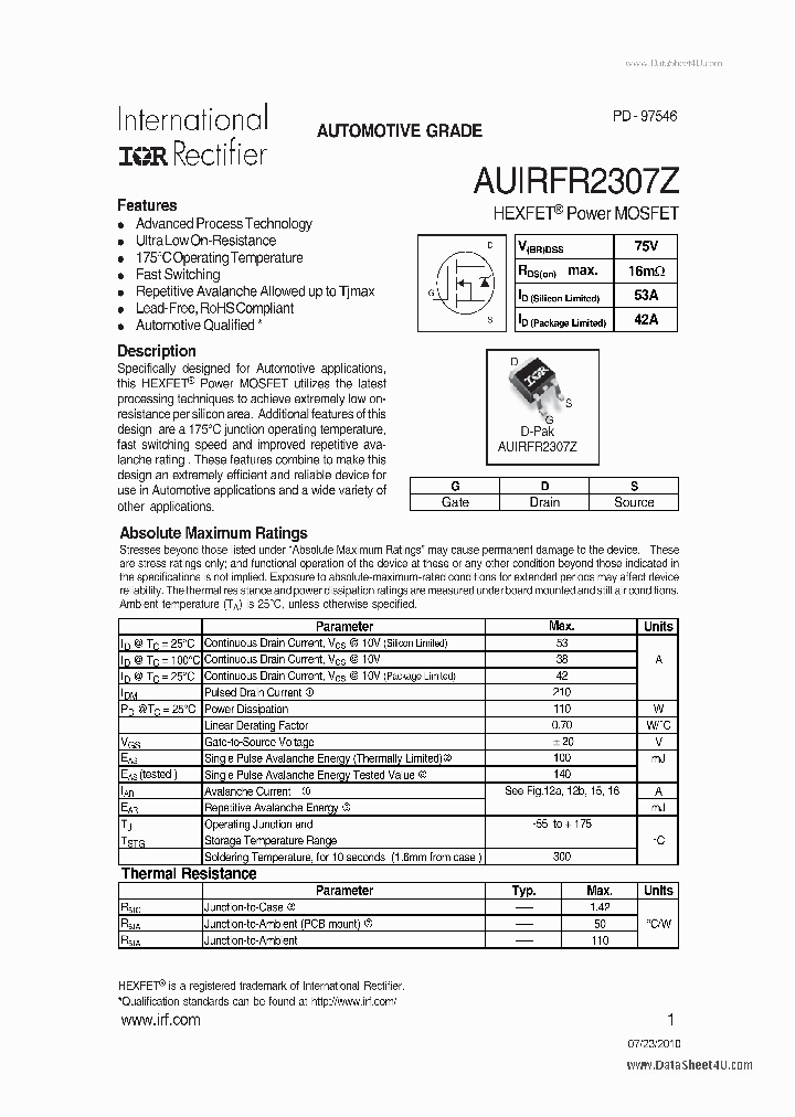 AUIRFR2307Z_3669467.PDF Datasheet