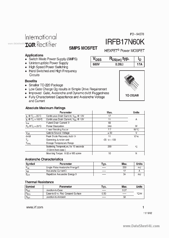 B17N60K_3698107.PDF Datasheet