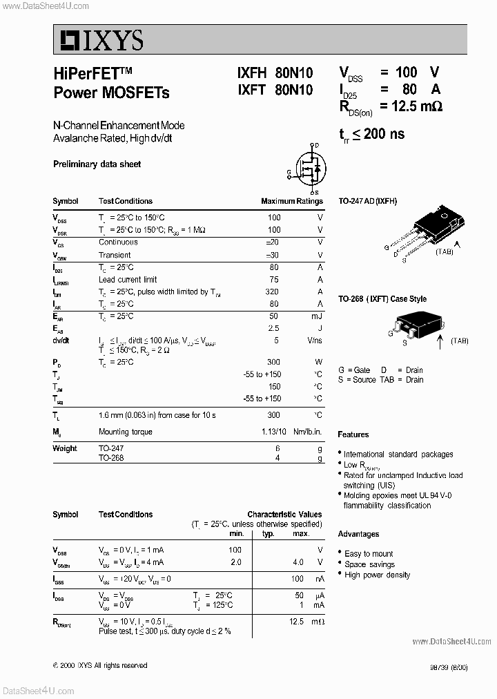 IXFH80N10_3698968.PDF Datasheet