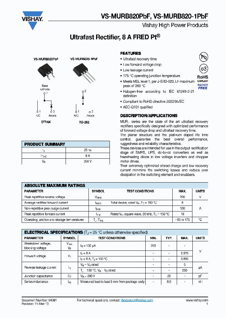 MURB820PBF10_3756890.PDF Datasheet