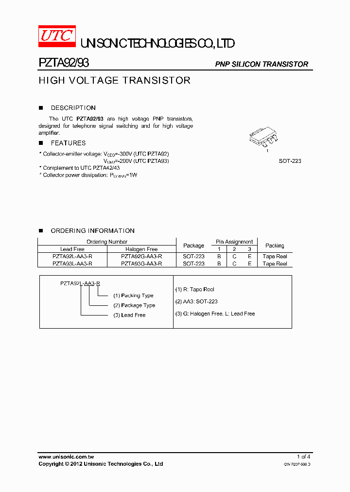 PZTA92G-AA3-R_3800266.PDF Datasheet