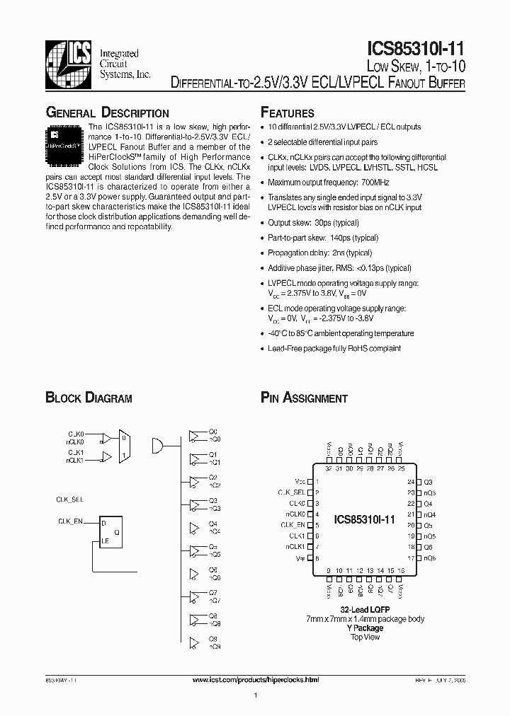 ICS85310AYI-11_3752257.PDF Datasheet