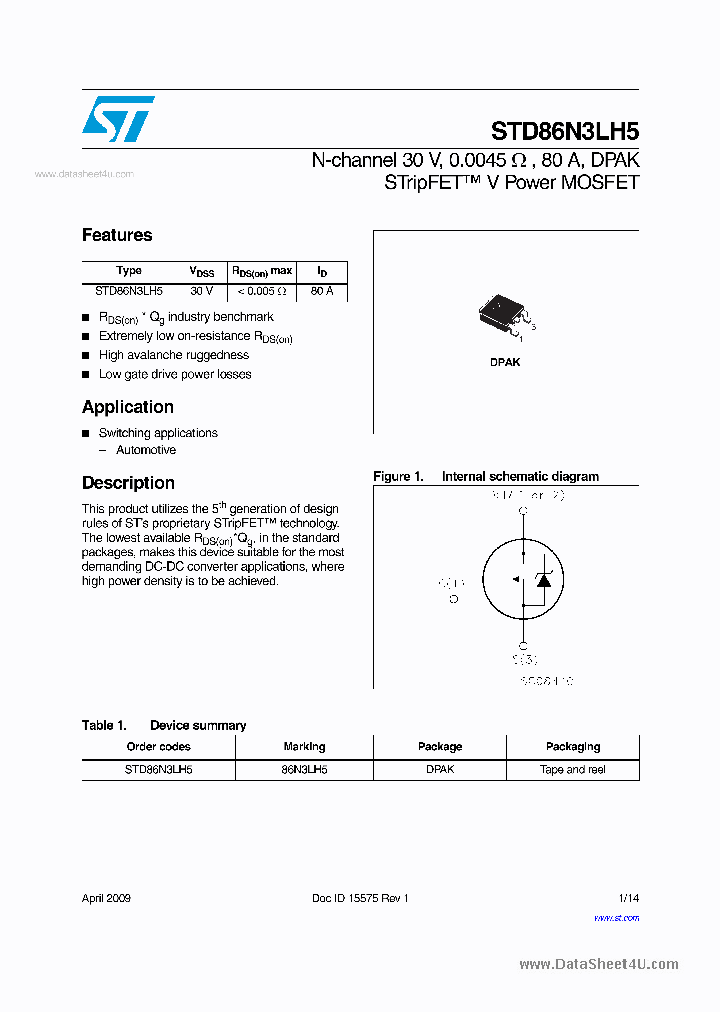 STD86N3LH5_3882100.PDF Datasheet