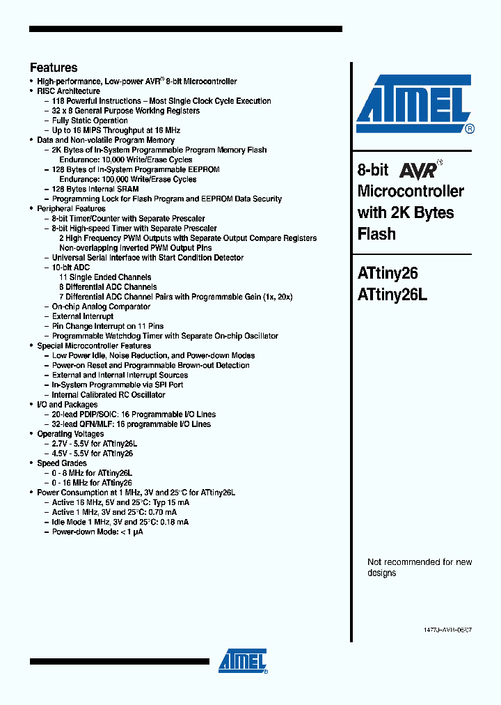 ATTINY26L-8PL_3794234.PDF Datasheet