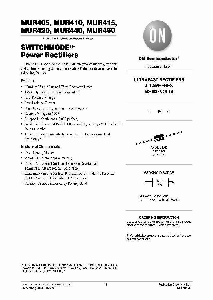 MUR405RL_3813760.PDF Datasheet