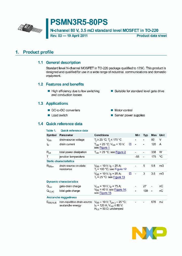 PSMN3R5-80PS_3826779.PDF Datasheet