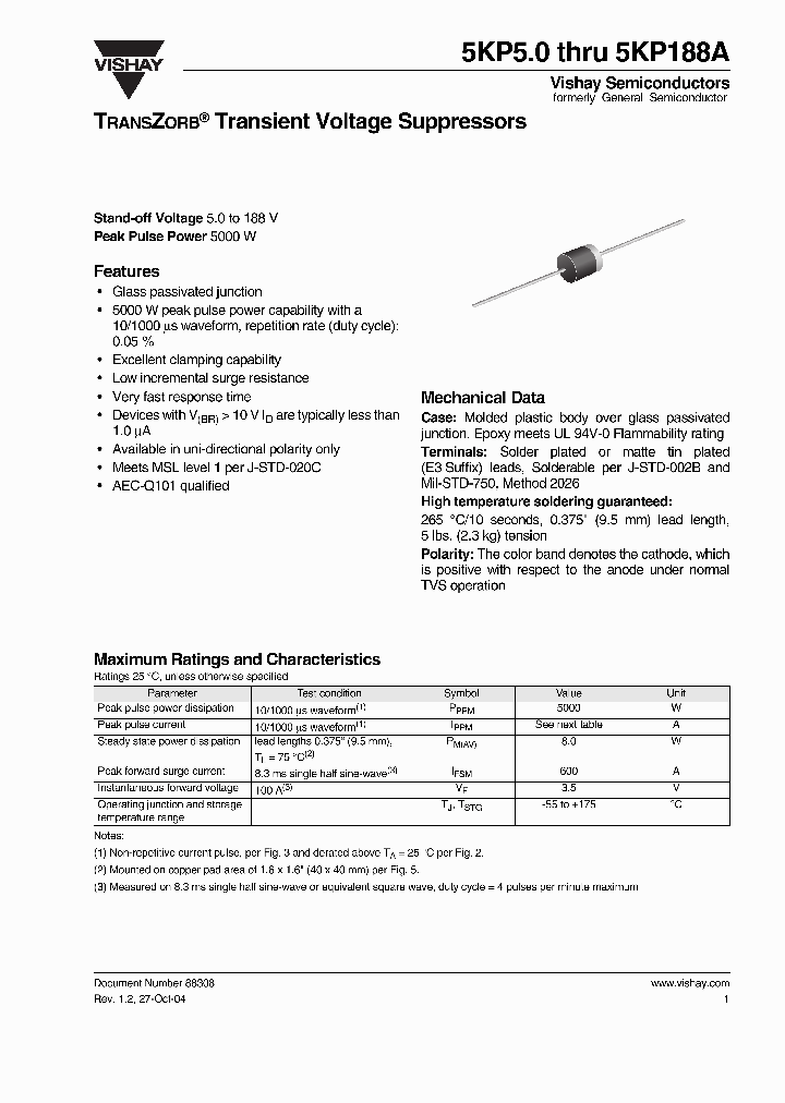 5KP50A100-E3_3828945.PDF Datasheet