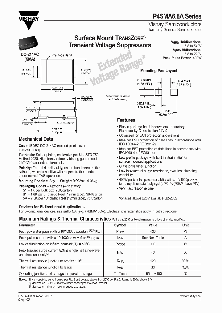 P4SMCA68CA61_3828781.PDF Datasheet