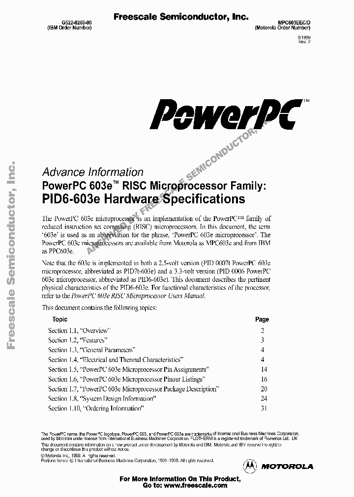 MPC603EFEX266LX_3832164.PDF Datasheet