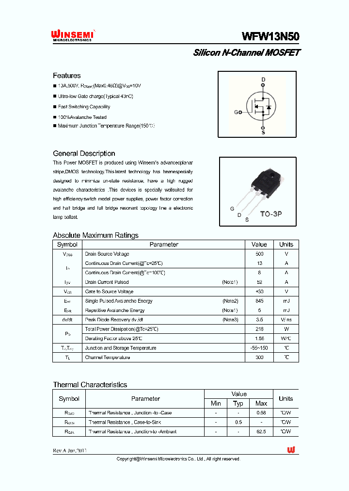 WFW13N50_4101385.PDF Datasheet