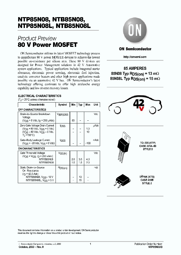 NTP85N08D_3859956.PDF Datasheet