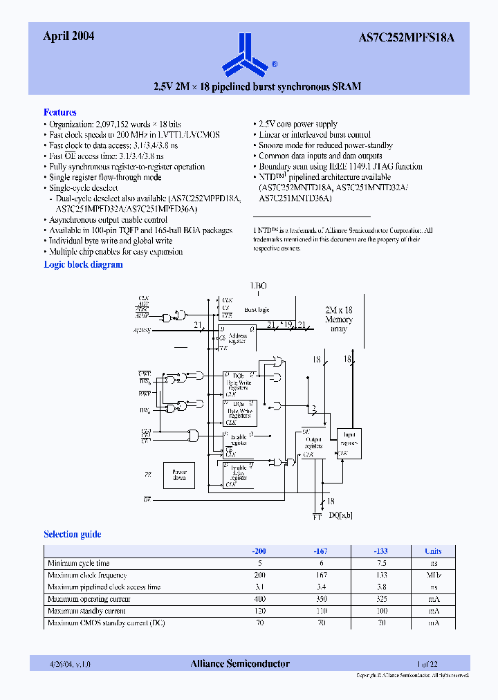 AS7C252MPFS18A-167BC_3879113.PDF Datasheet