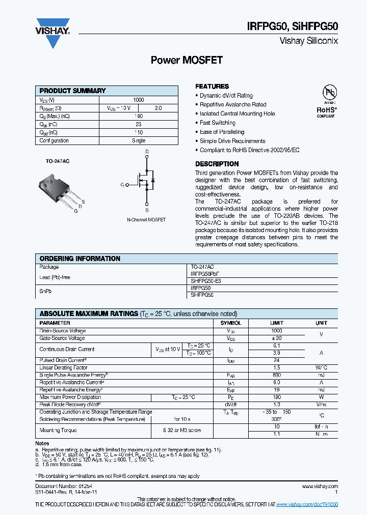 SIHFPG50-E3_3882440.PDF Datasheet