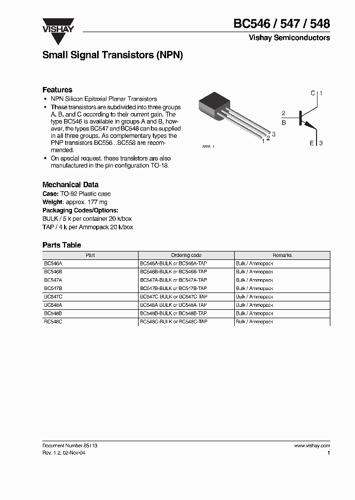 BC548CBULK_3896983.PDF Datasheet Download
