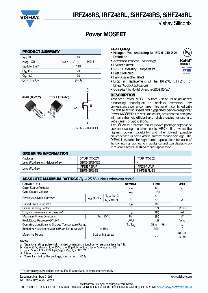 SIHFZ48RS-E3_3911752.PDF Datasheet