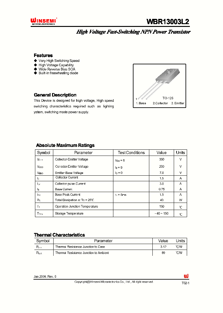 WBR13003L2_4161291.PDF Datasheet