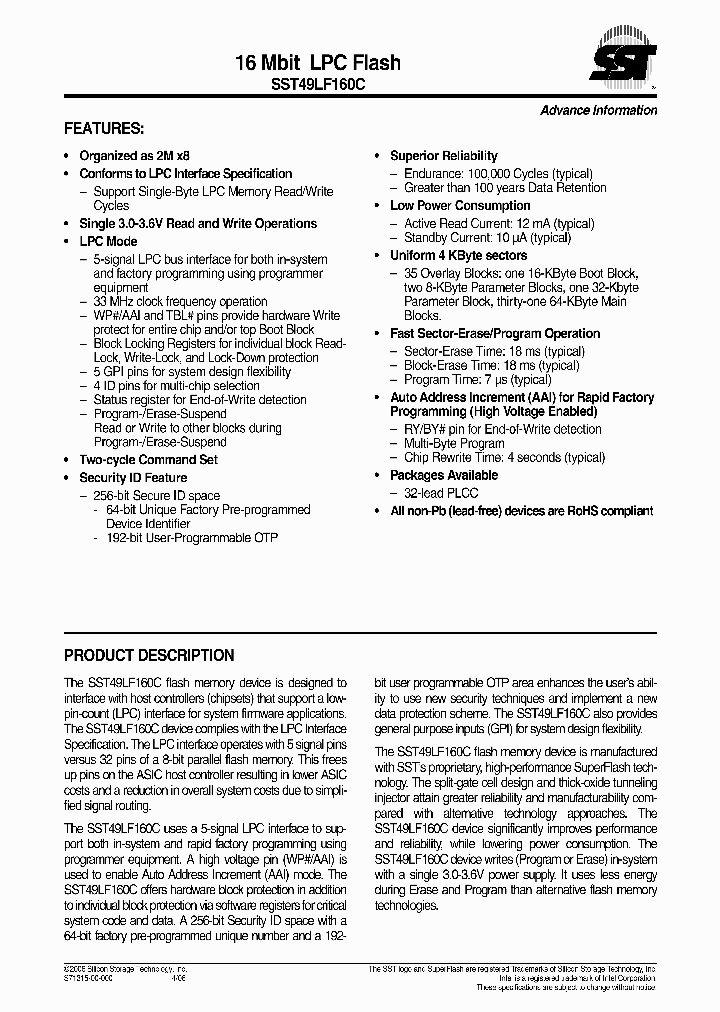 SST49LF160C-33-4C-NHE_3939368.PDF Datasheet