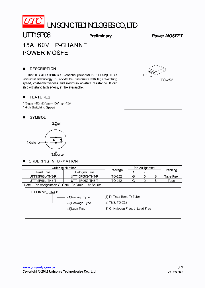 UTT15P06L-TN3-R_4225689.PDF Datasheet