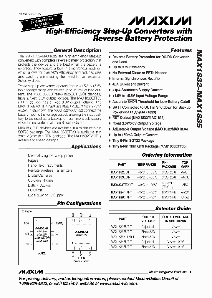 MAX1832EUTG16_4190197.PDF Datasheet