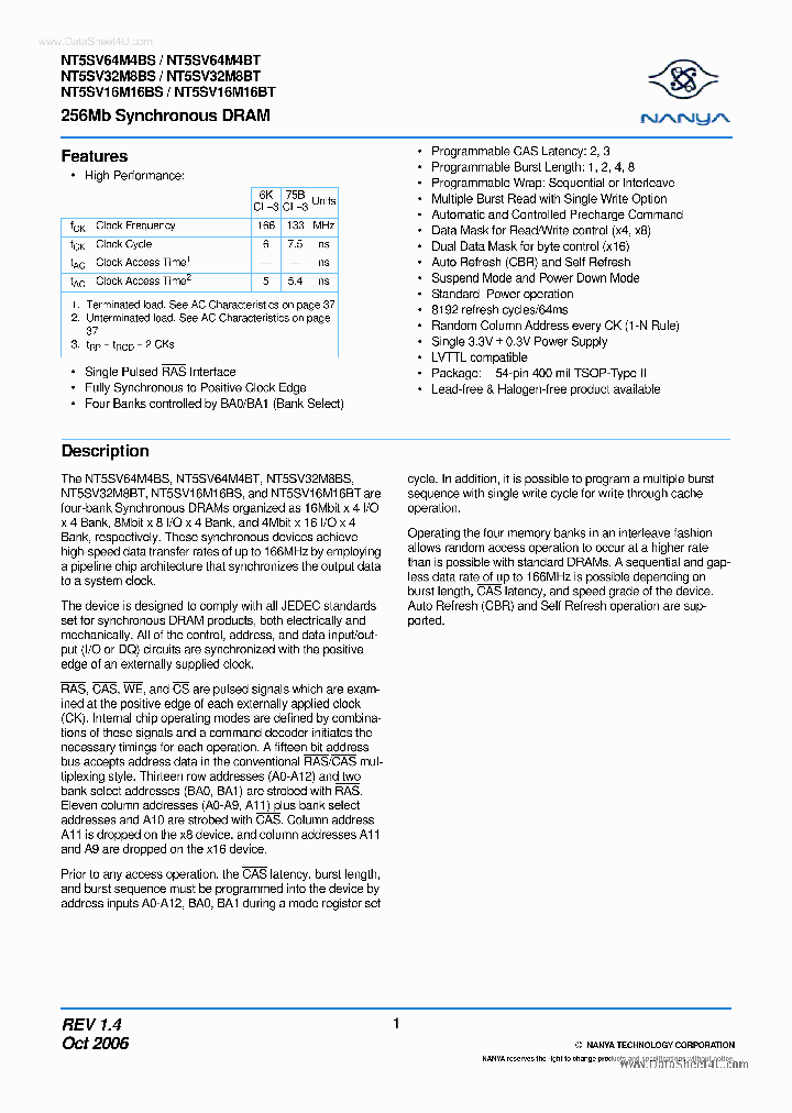 NT5SV16M16BS_4294447.PDF Datasheet