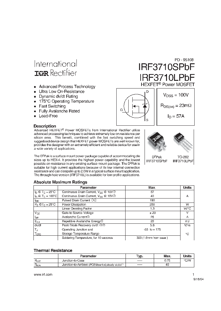 IRF3710SPBF_4347312.PDF Datasheet