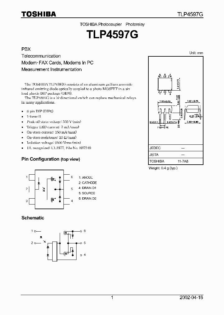 TLP4597G_4364315.PDF Datasheet