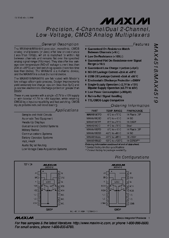 MAX4518CEET_4370155.PDF Datasheet