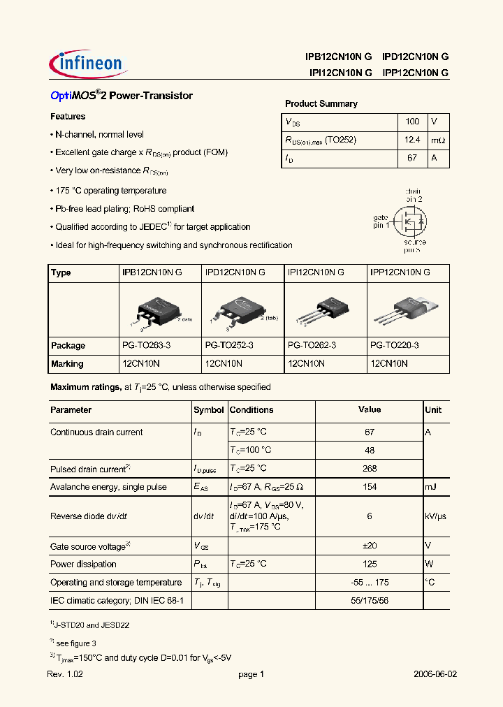 IPD12CN10NG_4378638.PDF Datasheet