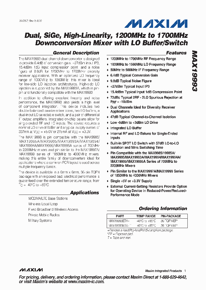 MAX19993ETX_4381304.PDF Datasheet