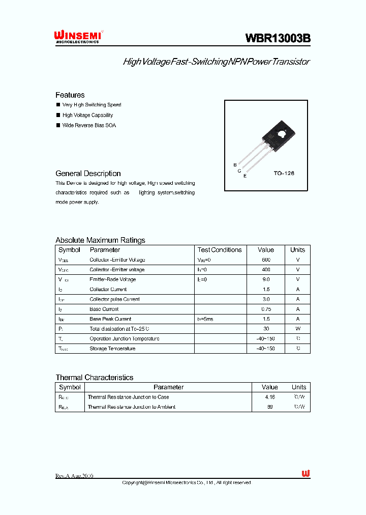 WBR13003B_4395621.PDF Datasheet