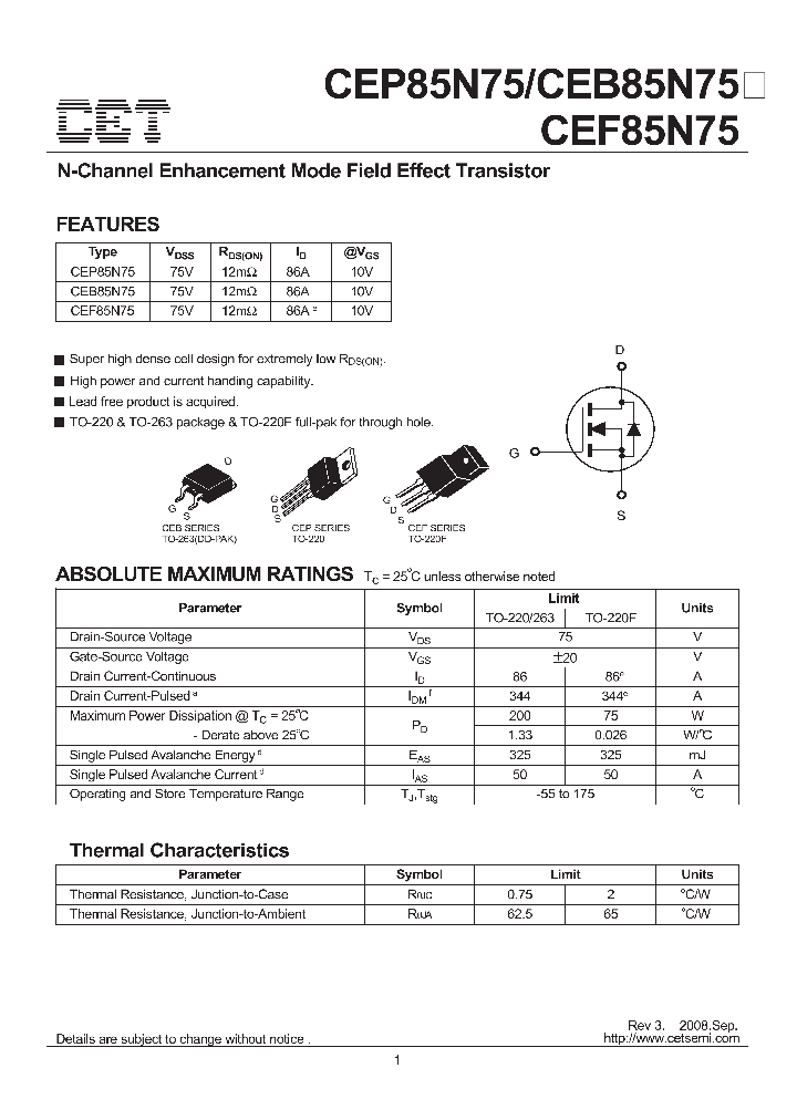 CEF85N75_4408386.PDF Datasheet