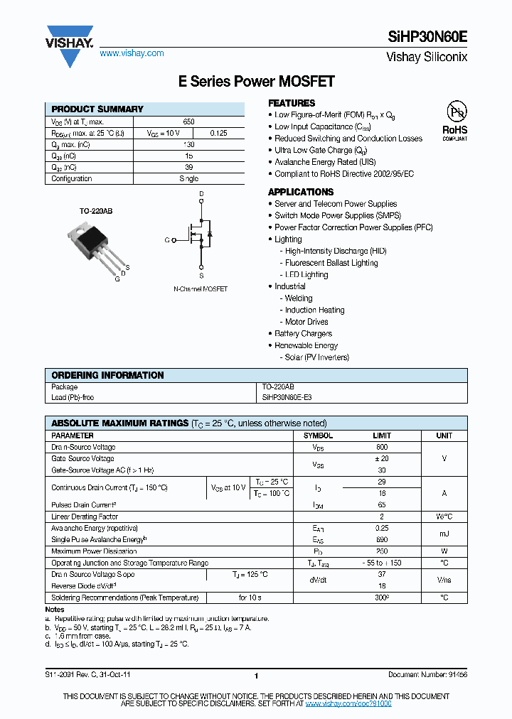 SIHP30N60E_4409930.PDF Datasheet