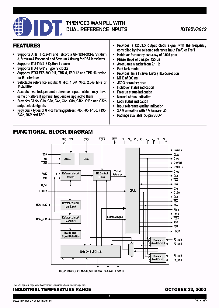 IDT82V3012PV_4414334.PDF Datasheet