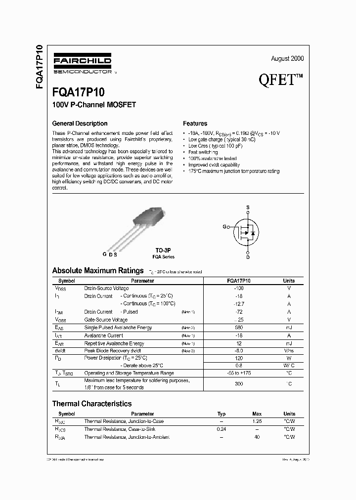 FQA17P10_4423681.PDF Datasheet