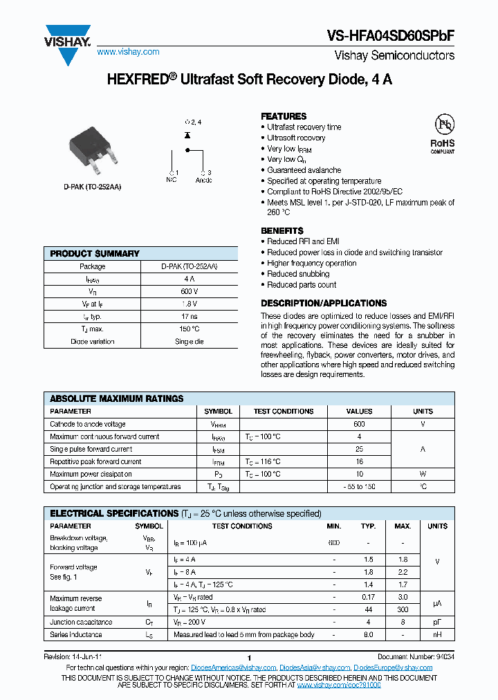 HFA04SD60STRLP_4453766.PDF Datasheet