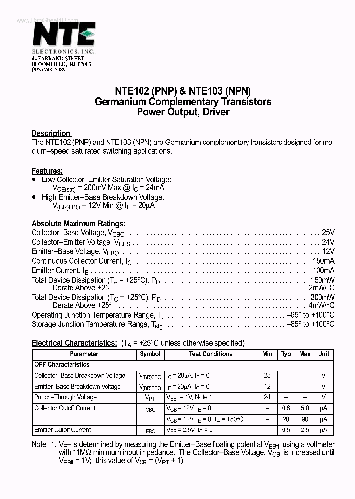 NTE103NPN_4469059.PDF Datasheet