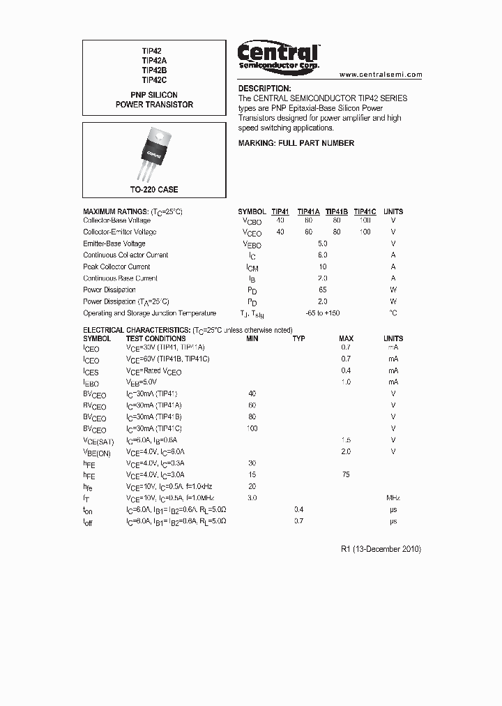 TIP42_4500521.PDF Datasheet