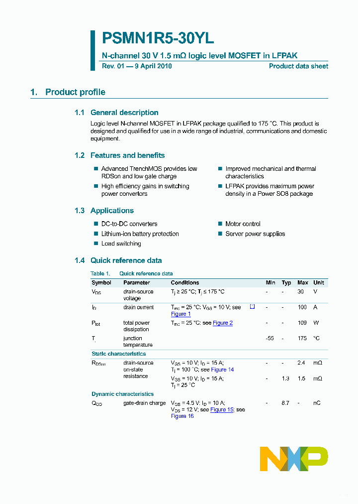 PSMN1R5-30YL_4507191.PDF Datasheet