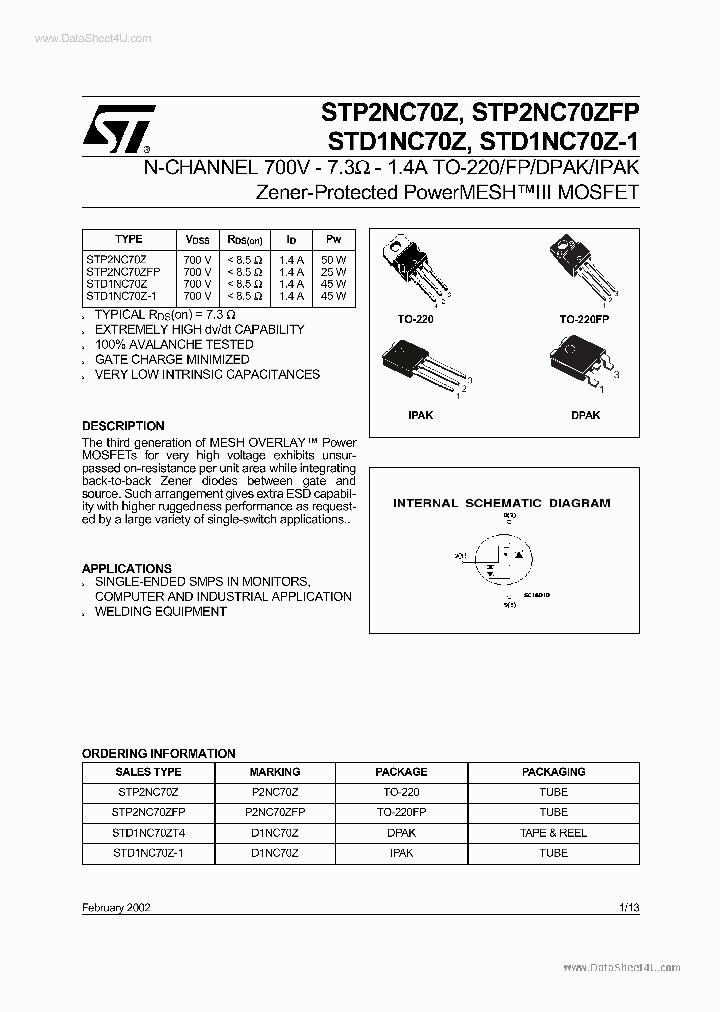 STP2NC70Z_4562424.PDF Datasheet