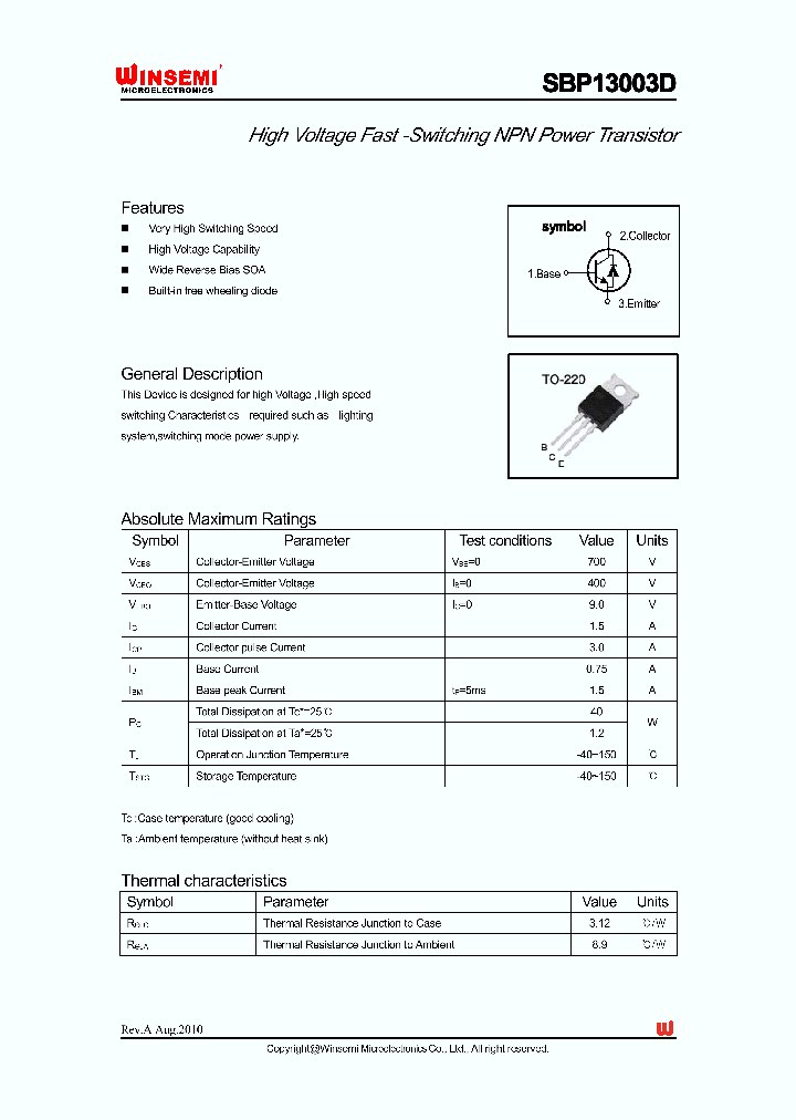 SBP13003D_4571209.PDF Datasheet