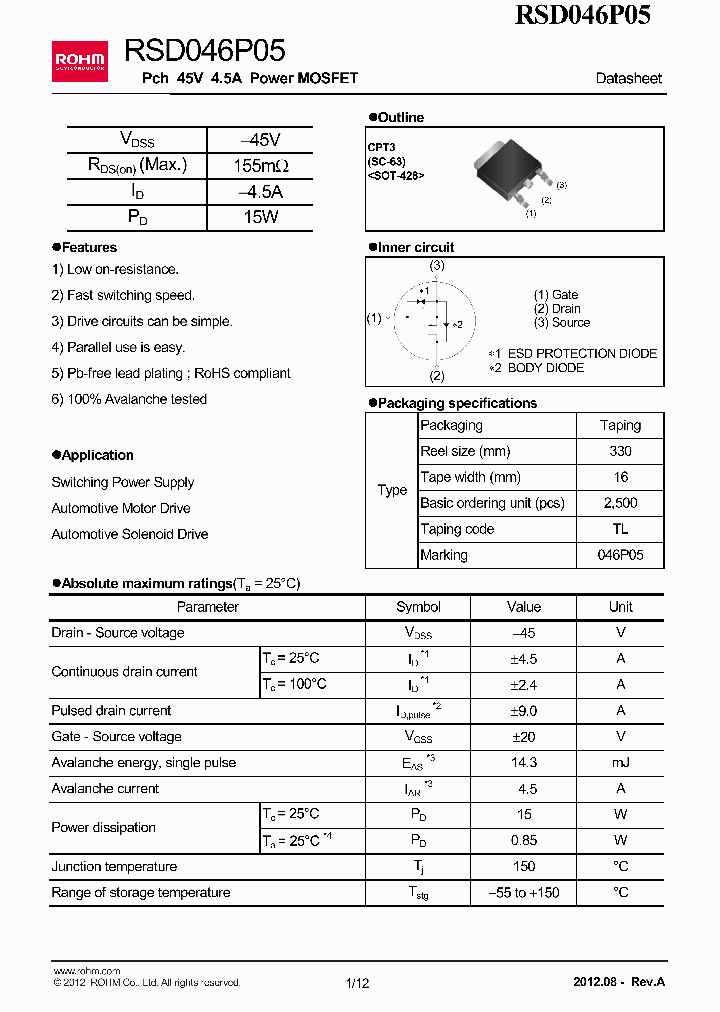 RSD046P05_4574118.PDF Datasheet