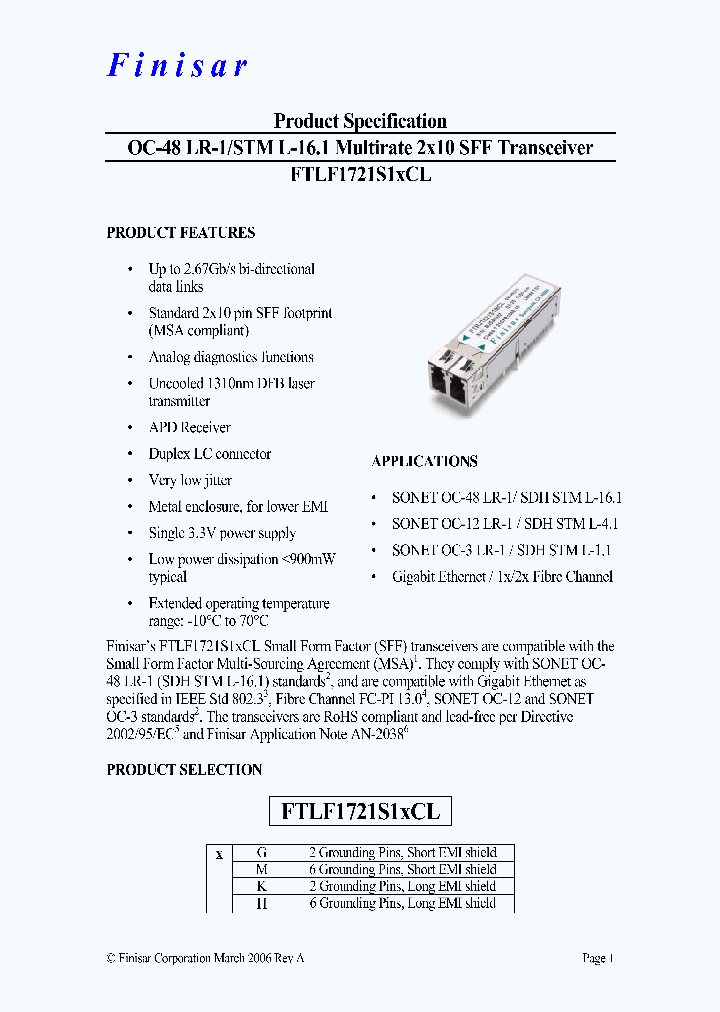 FTLF1721S1MCL_4591891.PDF Datasheet