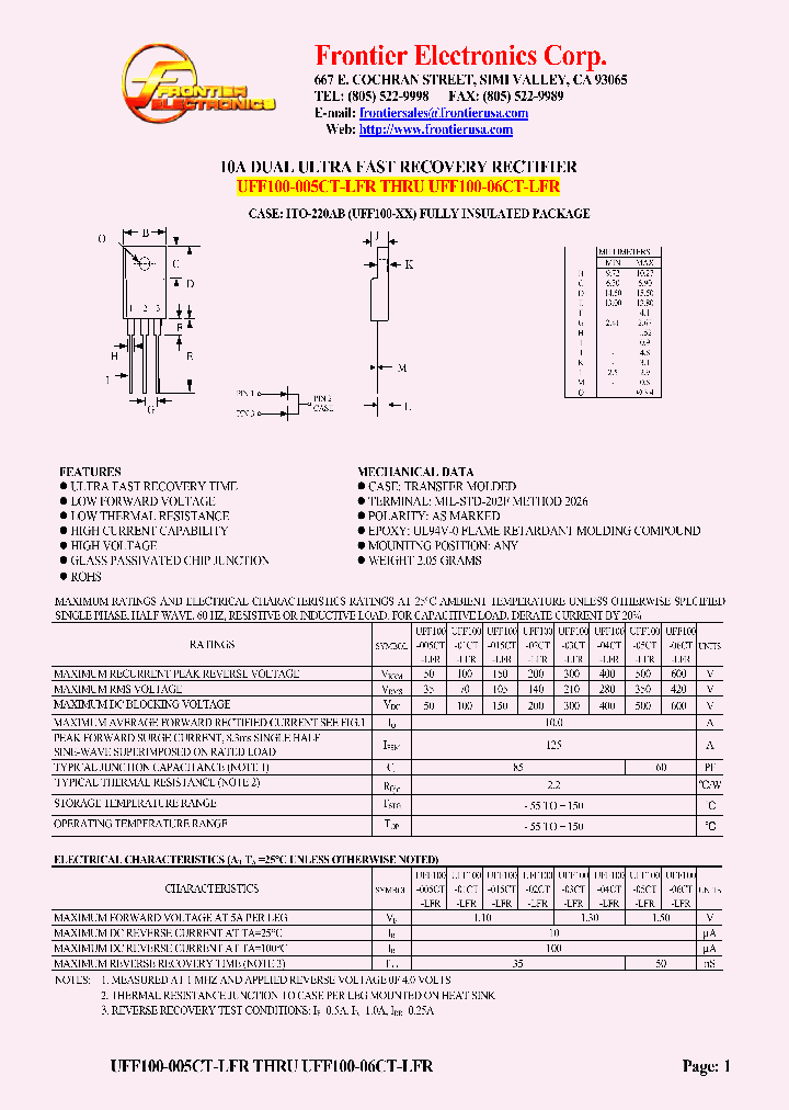 UFF100-01CT-LFR_4601435.PDF Datasheet