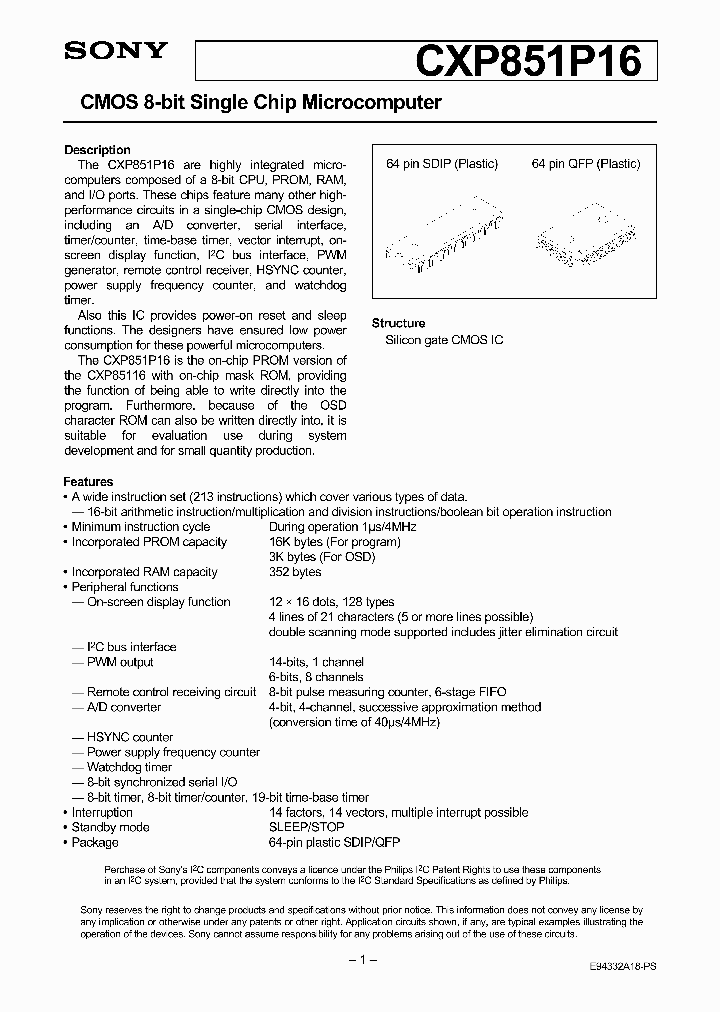 CXP851P16_4623982.PDF Datasheet