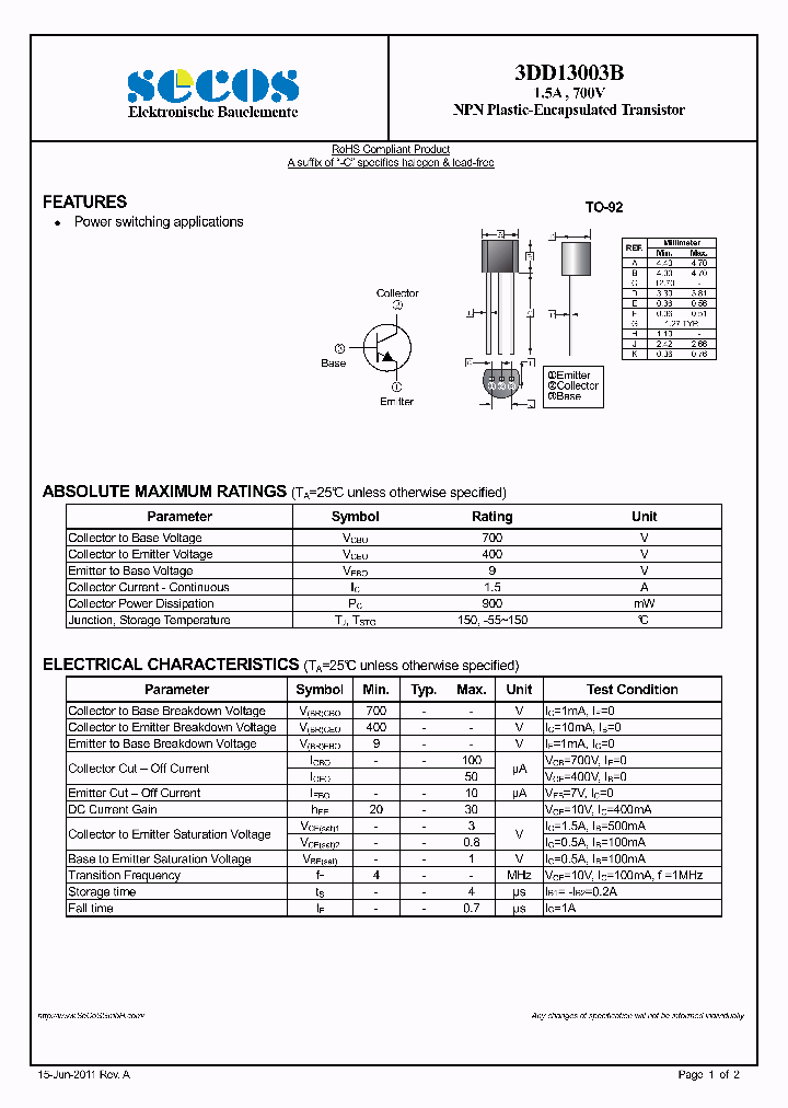 3DD13003B_4662066.PDF Datasheet