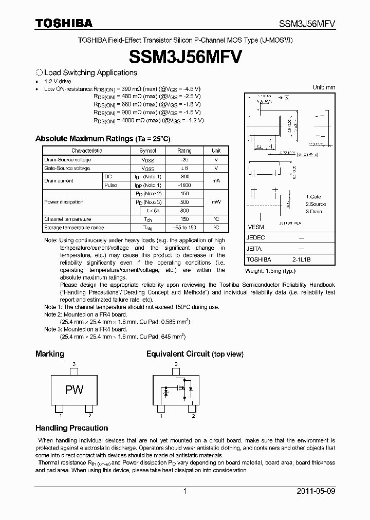 SSM3J56MFV_4699992.PDF Datasheet