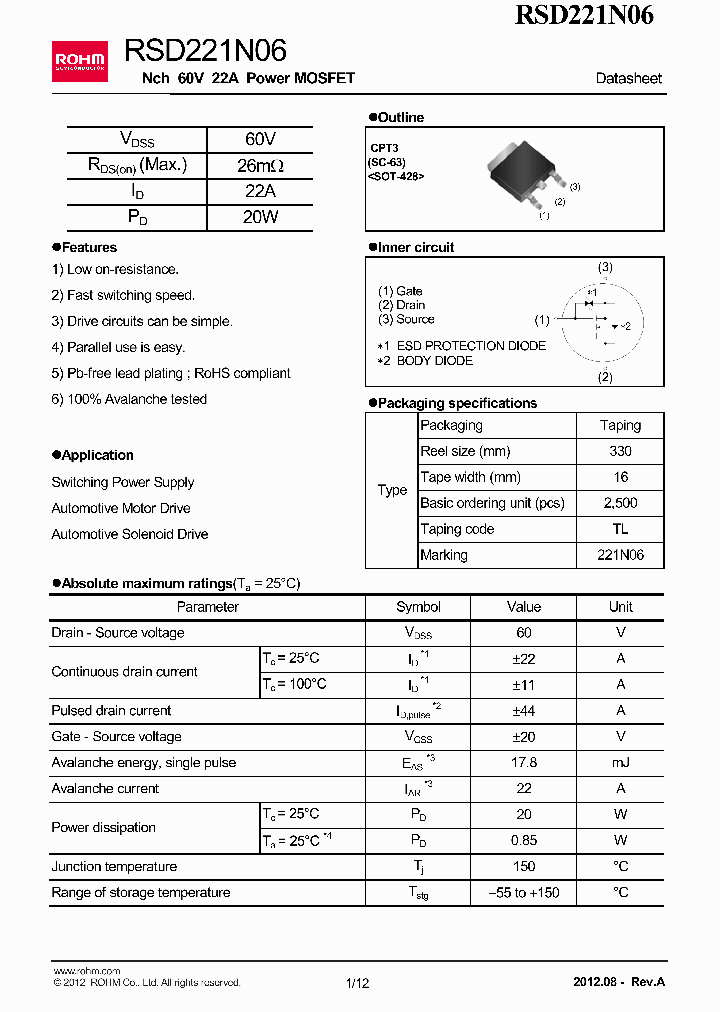 RSD221N06_4703513.PDF Datasheet