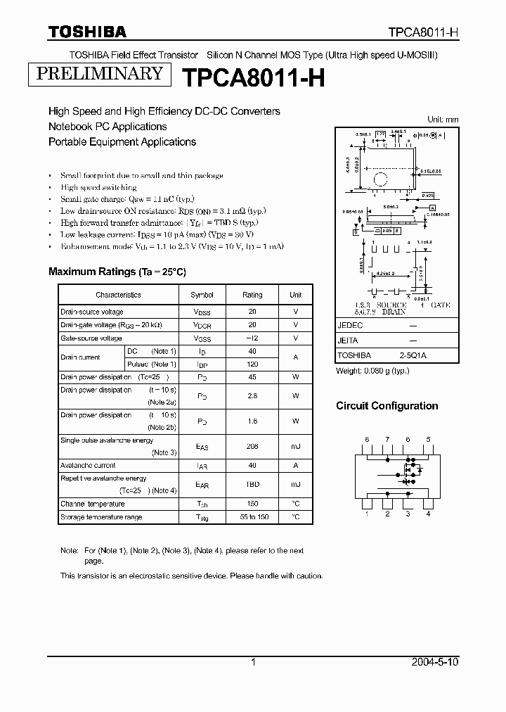 TPCA8011-H_4716712.PDF Datasheet