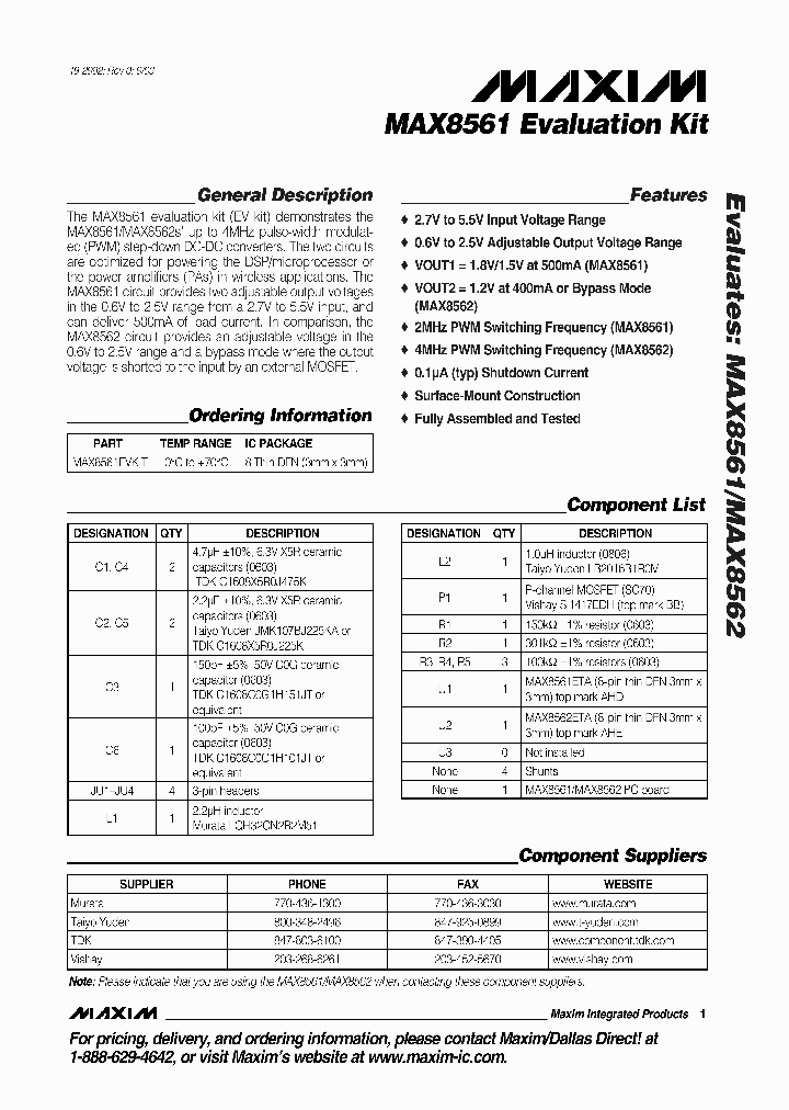 MAX8561EVKIT_4717399.PDF Datasheet